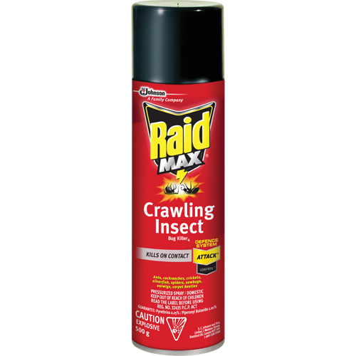 Raid&reg; Max&reg; Crawling Insect Bug Killer, 500 g, Aerosol Can, Solvent Base Nia-Chem Ltd.