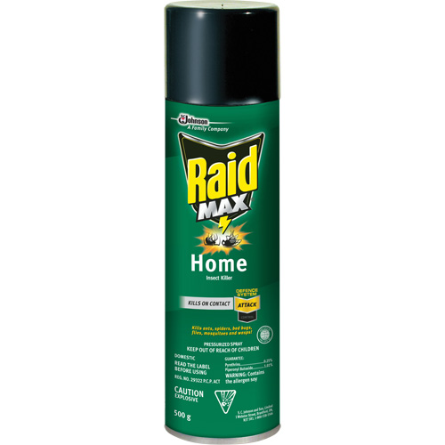 Raid&reg; Max&reg; Home Insect Killer Insecticide, 500 g, Aerosol Can, Solvent Base Nia-Chem Ltd.