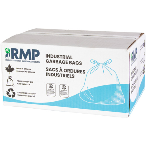 Industrial Garbage Bags, X-Strong, 26" W x 36" L, 1.2 mils, Black, 45 L (12 Gal.) Capacity Nia-Chem Ltd.