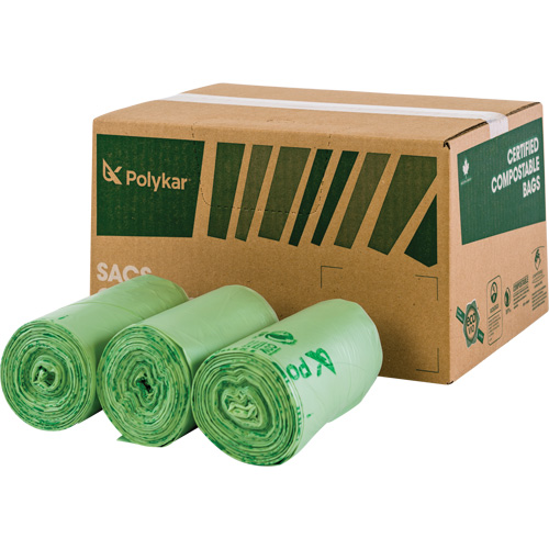 Certified Compostable Bags, Regular, 17" L x 17" W, Green, 10 L (3 Gal.) Capacity Nia-Chem Ltd.