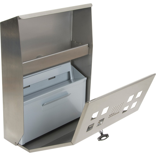 Cendrier, Montage mural, Acier inoxydable, Capacit&eacute; 1.6 Litres, Hauteur 13-4/5" Nia-Chem Ltd.