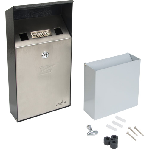 Smoking Receptacle, Wall-Mount, Stainless Steel, 1 Litre Capacity, 11-4/5" Height Nia-Chem Ltd.