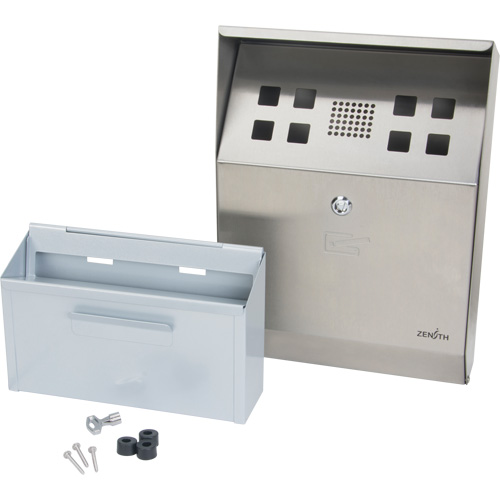 Smoking Receptacle, Wall-Mount, Stainless Steel, 1 Litre Capacity, 11-4/5" Height Nia-Chem Ltd.