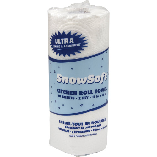 Essuie-tout pour cuisines de premi&egrave;re qualit&eacute; Snow Soft, 2 Pli, 70 Feuilles/rouleau, 8" la, 11" lo Nia-Chem Ltd.