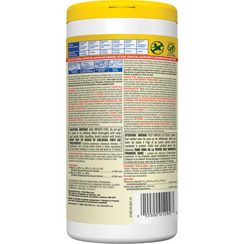 Lingettes d&eacute;sinfectantes, 75 lingettes Nia-Chem Ltd.