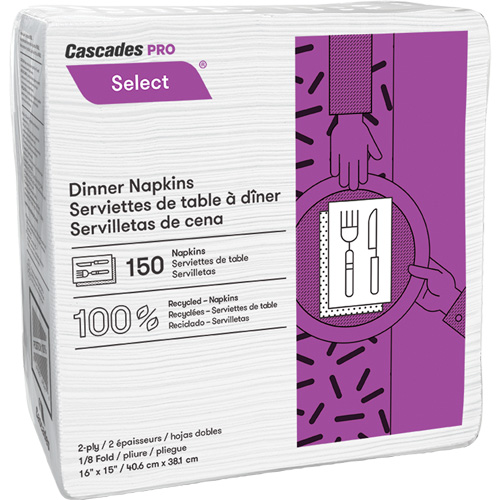 Pro Select&reg; 1/8 Fold Dinner Napkin, 2 Ply, 15" x 16" Nia-Chem Ltd.