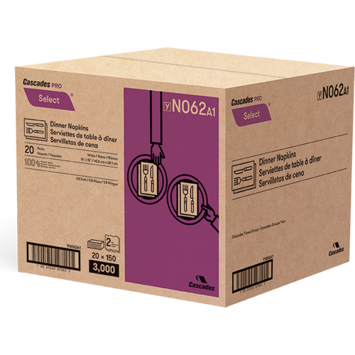 Pro Select&reg; 1/8 Fold Dinner Napkin, 2 Ply, 15" x 16" Nia-Chem Ltd.