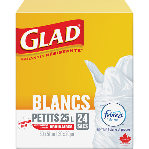 Petits sacs &agrave; ordures 25 L avec Febreze, R&eacute;gulier, 20" la x 20" lo, Blanc Nia-Chem Ltd.