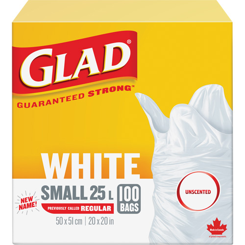 Small 25L Unscented Garbage Bags, Regular, 20" W x 20" L, White Nia-Chem Ltd.
