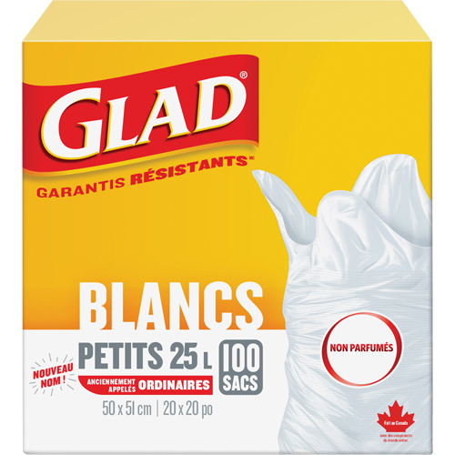 Small 25L Unscented Garbage Bags, Regular, 20" W x 20" L, White Nia-Chem Ltd.