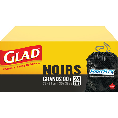 90L Garbage Bags, Regular, 30" W x 33" L, Black Nia-Chem Ltd.