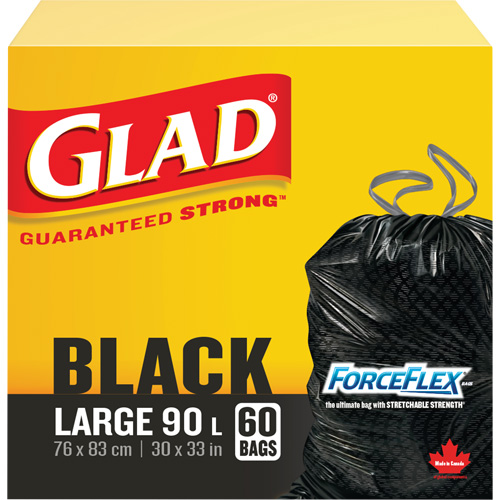 90L Garbage Bags, Regular, 30" W x 33" L, Black Nia-Chem Ltd.