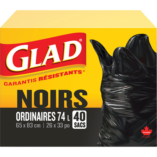 74L Garbage Bags, Regular, 26" W x 33" L, Black Nia-Chem Ltd.