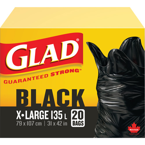 135L Garbage Bags, Regular, 31" W x 42" L, Black Nia-Chem Ltd.