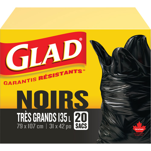 135L Garbage Bags, Regular, 31" W x 42" L, Black Nia-Chem Ltd.