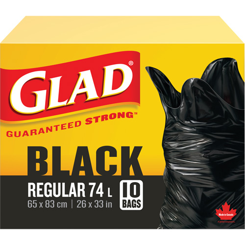 74L Garbage Bags, Regular, 26" W x 33" L, Black Nia-Chem Ltd.