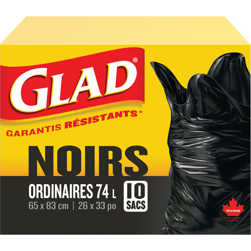 74L Garbage Bags, Regular, 26" W x 33" L, Black Nia-Chem Ltd.