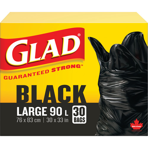 90L Garbage Bags, Regular, 30" W x 33" L, Black Nia-Chem Ltd.