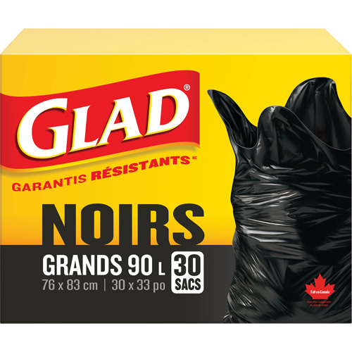 90L Garbage Bags, Regular, 30" W x 33" L, Black Nia-Chem Ltd.