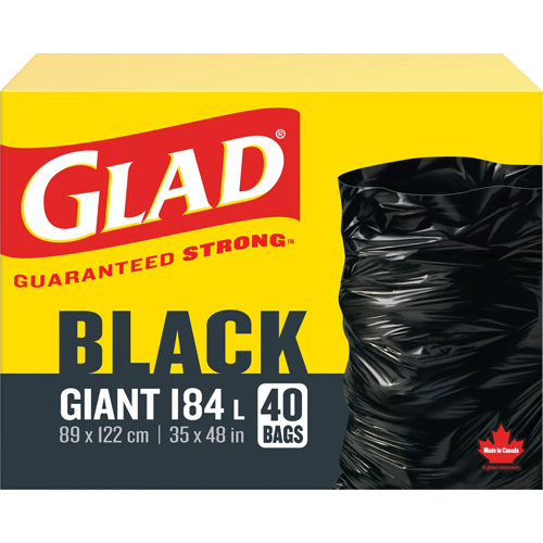 184L Garbage Bags, Regular, 35" W x 48" L, Black Nia-Chem Ltd.