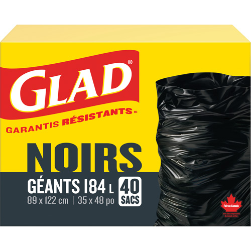 184L Garbage Bags, Regular, 35" W x 48" L, Black Nia-Chem Ltd.