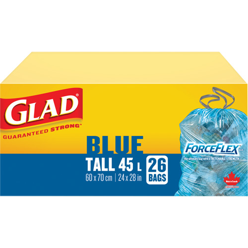 45L Recycling Bags, Regular, 24" W x 28" L, Blue Nia-Chem Ltd.