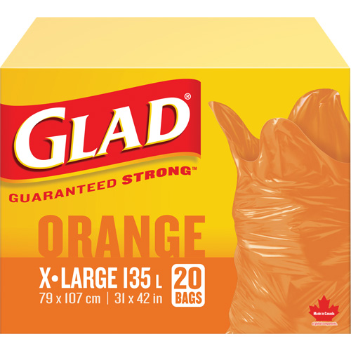 135L Garbage Bags, Regular, 31" W x 42" L, Orange Nia-Chem Ltd.