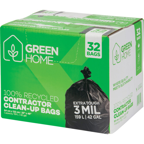 Green Home Garbage Bags, Strong, 33" W x 48" L, 3 mils, Black, 159 L (42 Gal.) Capacity Nia-Chem Ltd.