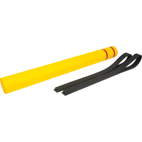 Capuchon en poly&eacute;thyl&egrave;ne pour borne de protection, 4-1/2" dia. x 52" l, Rouge/Jaune Nia-Chem Ltd.