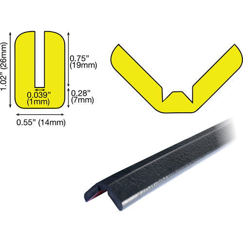 W Profile 1M Edge Protection Bumper Guard, 3.25' (0.99 m) Long Nia-Chem Ltd.