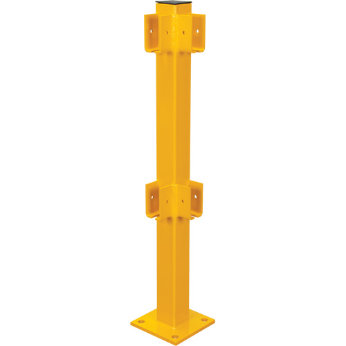 Corner Post for Light-Duty Guard Rails, Steel, 42" H, Safety Yellow Nia-Chem Ltd.