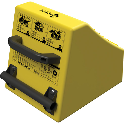 Cale de roue ultra-robuste pour l'exploitation mini&egrave;re Checkers Safety, PEHD, Jaune, 14-1/2" la x 17-1/2" p x 16" h Nia-Chem Ltd.