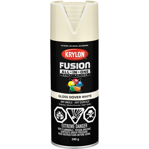 Peinture &agrave; pulv&eacute;riser tout en un Fusion, Blanc Dover, Brillant, 12 oz, Canette a&eacute;rosol Nia-Chem Ltd.