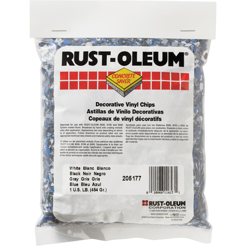 Pastilles de vinyle d&eacute;coratives Concrete Saver, 0,5 kg, Sac, M&eacute;lange noir/blanc/bleu Nia-Chem Ltd.