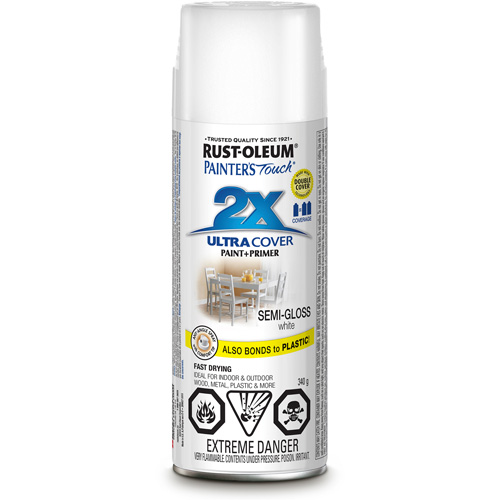 Peinture &agrave; pouvoir couvrant &eacute;lev&eacute; Painter's Touch, Blanc, Semi-brillant, Canette a&eacute;rosol Nia-Chem Ltd.