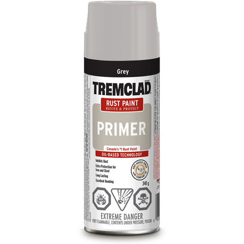 Couche de fond antirouille en vaporisateur Tremclad, Gris, Tr&egrave;s mat, Canette a&eacute;rosol Nia-Chem Ltd.