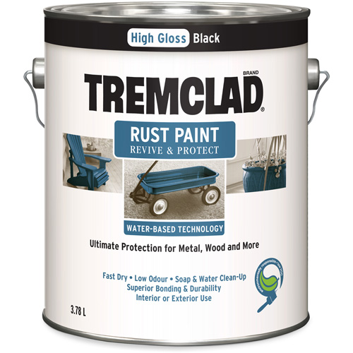 Tremclad&reg; Water-Based Rust Paint, 3.78 L, Gallon, Black Nia-Chem Ltd.