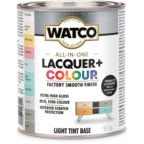 Watco&reg; All In One Lacquer + Colour Light Tint Base, 946 ml, Light Tint Base, High-Gloss Nia-Chem Ltd.