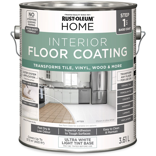 Couche de fond pour syst&egrave;me de rev&ecirc;tement de plancher int&eacute;rieur &agrave; la maison, 3,61 L, &agrave; l'eau, Tr&egrave;s mat, Base &agrave; teinter/Blanc Nia-Chem Ltd.