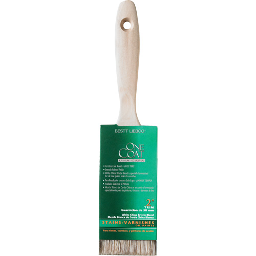 Pinceau pour murs et moulures One Coat, Soie blanche, Manche Bois, Largeur de 2" Nia-Chem Ltd.