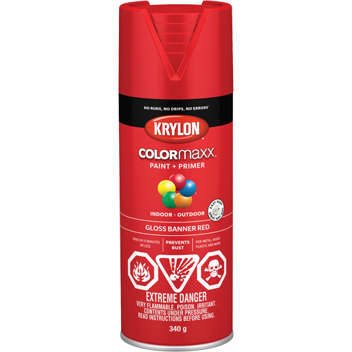 COLORmaxx Paint + Primer, Banner Red, Gloss, 12 oz., Aerosol Can Nia-Chem Ltd.