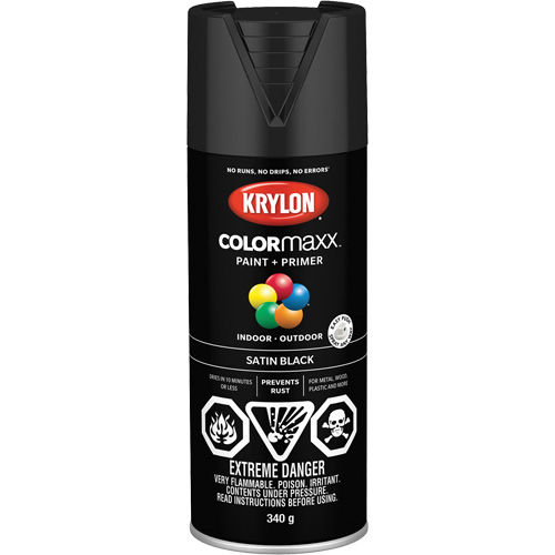 COLORmaxx Paint + Primer, Black, Semi-Flat, 12 oz., Aerosol Can Nia-Chem Ltd.
