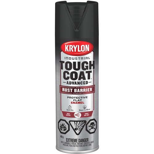 Tough Coat&reg; Advanced Paint with Rust Barrier Technology, Black, Flat, 425 g, Aerosol Can Nia-Chem Ltd.