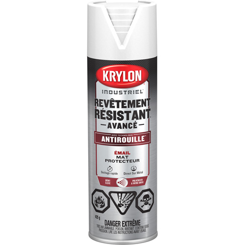 Peinture Tough Coat avec technologie Rust Barrier, Blanc, Plat, 425 g, Canette a&eacute;rosol Nia-Chem Ltd.