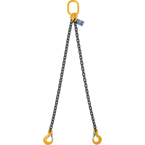 Chain Slings, 80 Chain, Double Legs, Oblong & Grab Hooks, 3/8" x 8' Nia-Chem Ltd.