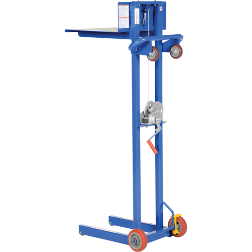 Platform Lift Stacker, Hand Winch Operated, 400 lbs. Capacity, 58" Max Lift Nia-Chem Ltd.