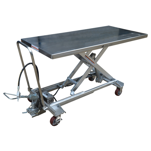 Table &eacute;l&eacute;vatrice &agrave; ciseaux hydraulique pneumatique, Acier inoxydable, 63" lo x 31-1/2" la, Cap. 1000 lb Nia-Chem Ltd.