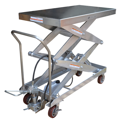 Pneumatic Hydraulic Scissor Lift Table, Stainless Steel, 47-1/4" L x 24" W, 1500 lbs. Cap. Nia-Chem Ltd.