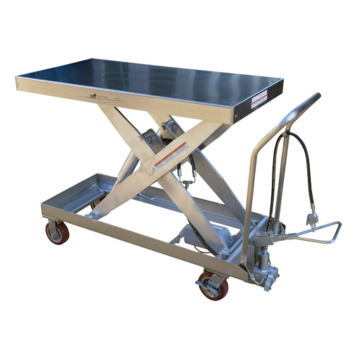 Pneumatic Hydraulic Scissor Lift Table, Stainless Steel, 47-1/2" L x 24" W, 2000 lbs. Cap. Nia-Chem Ltd.