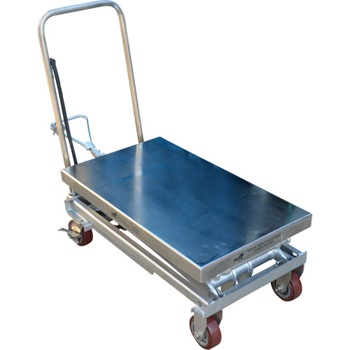 Pneumatic Hydraulic Scissor Lift Table, Stainless Steel, 35-1/2" L x 20" W, 800 lbs. Cap. Nia-Chem Ltd.